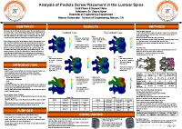 Analysis of Pedicle Screw Placement in the Lumbar Spine